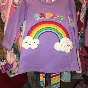 Purple Long Shirt/Dress with Rainbow 🌈 and tights